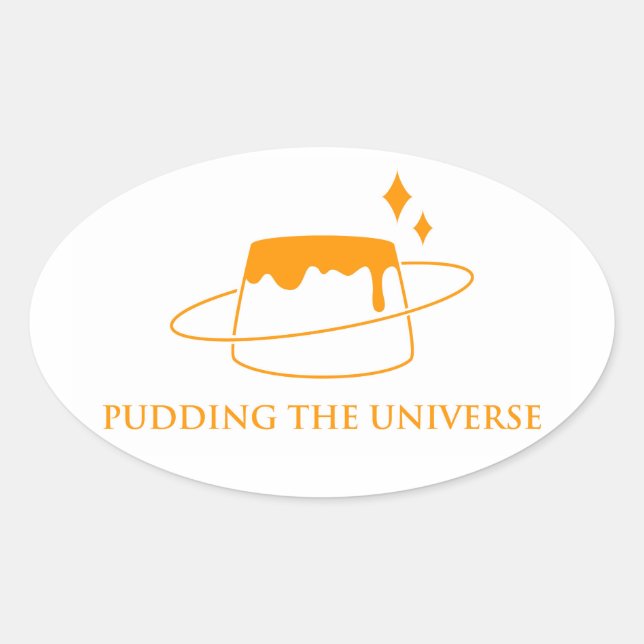 Pegatina Ovalada Pudding del universo (Anverso)