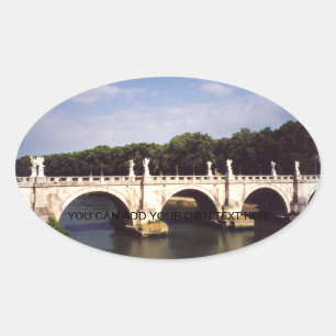 Pegatina Ovalada Puente de Sant'Angelo en Roma, Italia