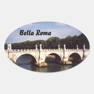 Pegatina Ovalada Puente de Sant'Angelo en Roma, Italia