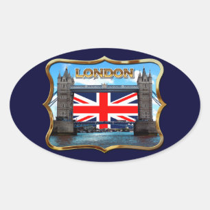 Pegatina Ovalada Puente de torre