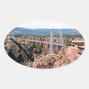Pegatina Ovalada Puente Royal Gorge, el más alto de los Estados Uni
