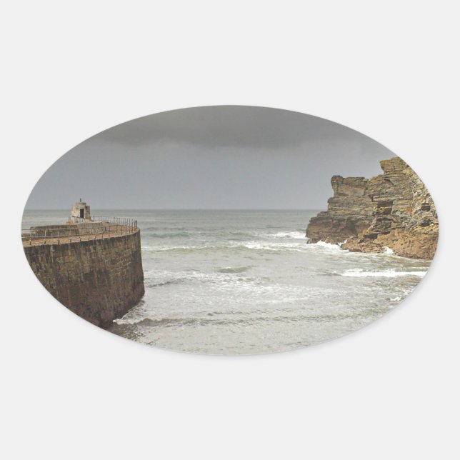 Pegatina Ovalada Puerto de Portreath (Anverso)