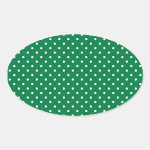 Pegatina Ovalada Puntos de polka verde y blanco
