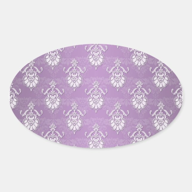 Pegatina Ovalada Purple de lavadora doble Damask (Anverso)