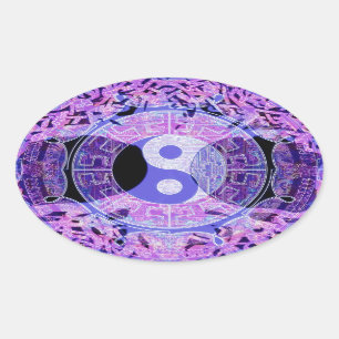 Pegatina Ovalada Purple Yin Yang