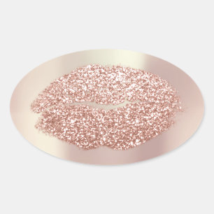 Pegatina Ovalada Purpurina de los labios de beso Branding Maquillaj