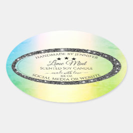 Pegatina Ovalada Purpurina plateado Estrellas de producto Etiquetas