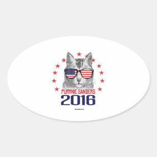 Pegatina Ovalada Purrnie Sanders 2016