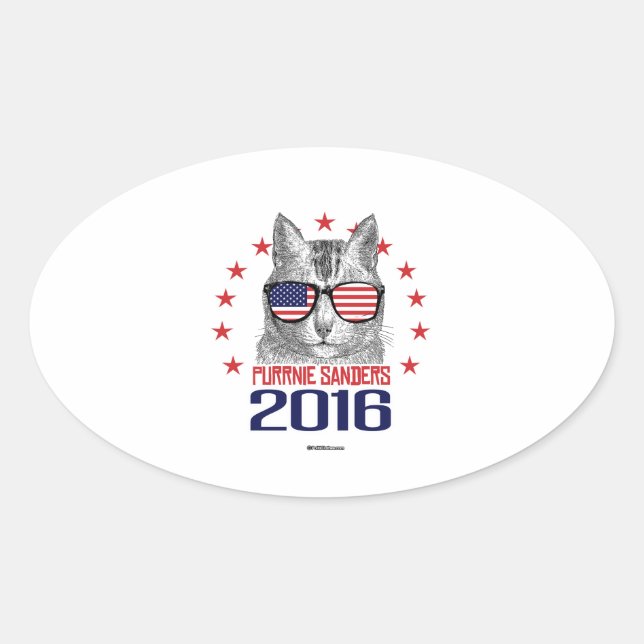Pegatina Ovalada Purrnie Sanders 2016 (Anverso)