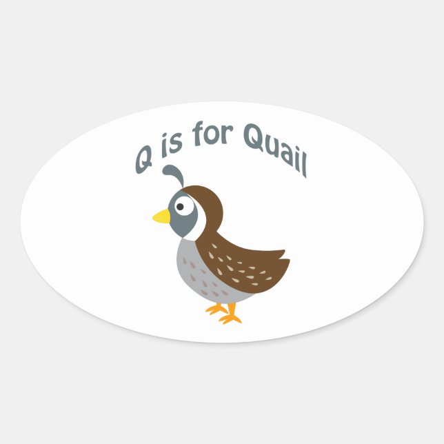 Pegatina Ovalada Q es para Quail (Anverso)