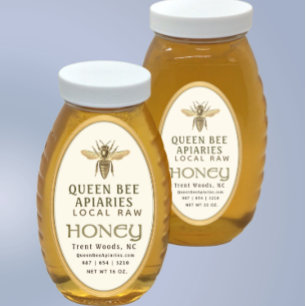Pegatina Ovalada Queen Bee 32 oz Queenline Jar Honey Label Gold