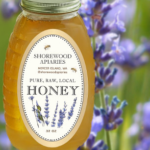 Pegatina Ovalada Queenline Oval Honey Gold Border Bebidas Lavanda