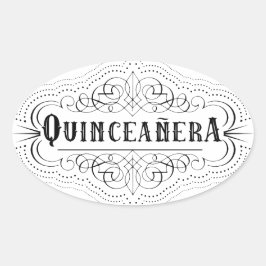 Pegatina Ovalada Quinceañera del Suroeste