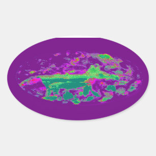 Pegatina Ovalada Quirky Animal Lime Purple Fox