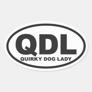 Pegatina Ovalada Quirky Dog Lady con descripción