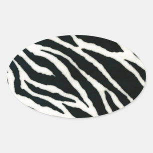 Pegatina Ovalada RAB Rockabilly Estampado de Cebra Negro y Blanco