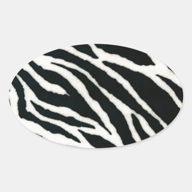 Pegatina Ovalada RAB Rockabilly Estampado de Cebra Negro y Blanco (Anverso)