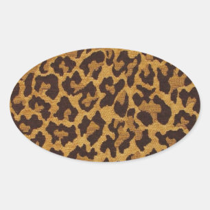 Pegatina Ovalada RAB Rockabilly Estampado Leopardo Marrón Dorado