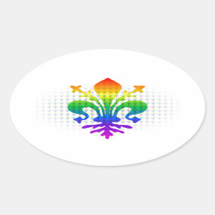 Pegatina Ovalada Rainbow Fleur-de-lis