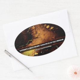 Pegatina Ovalada Ralph Waldo Emerson cita Inspiradora corazón rico