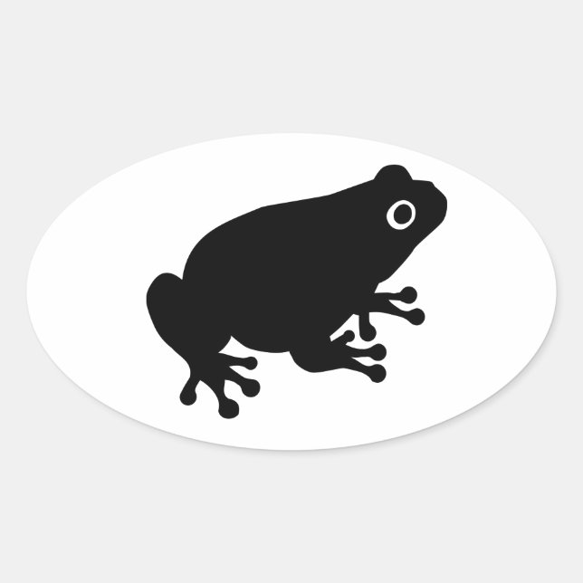 Pegatina Ovalada Rana de sapo negro (Anverso)