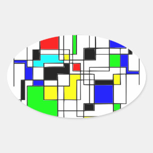 Pegatina Ovalada Random Squares Homage A Mondrian