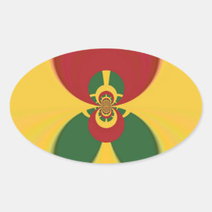 Pegatina Ovalada Rasta Colores Resumen Arte Imprimir