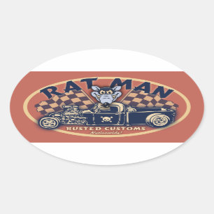 Pegatina Ovalada Rat Man II -ov