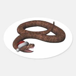 Pegatina Ovalada Rattlesnake Con Sombrero Santa