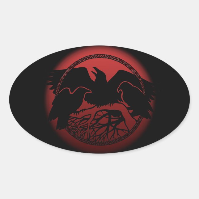 Pegatina Ovalada Raven Pegatinas Pegatinas de arte nativos de vida  (Anverso)