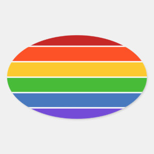 Pegatina Ovalada Raya del arco iris