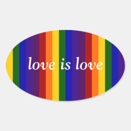 Pegatina Ovalada Rayas arcoiris