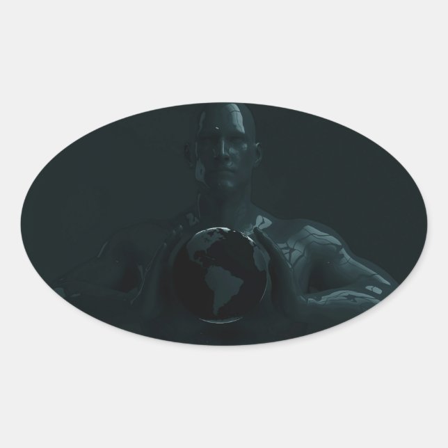 Pegatina Ovalada Red de información en línea como transferencia dig (Anverso)