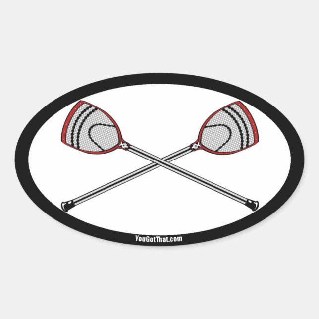 Pegatina Ovalada Red Lacrosse Goalie Sticks (Anverso)