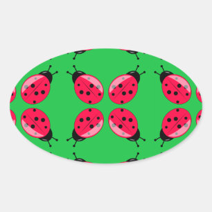 Pegatina Ovalada Red Ladybugs