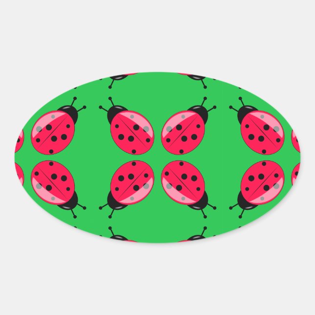 Pegatina Ovalada Red Ladybugs (Anverso)