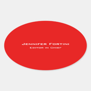 Pegatina Ovalada Red Plain Elegant Moderno Minimalista