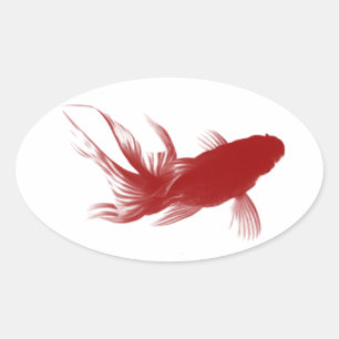 Pegatina Ovalada Red Ryukin Goldfish