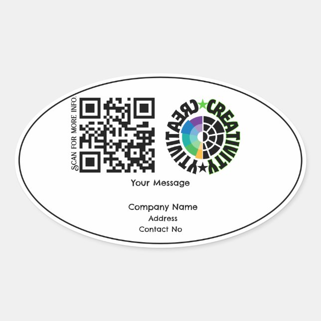 Pegatina Ovalada Regalo de la empresa QRcode con BG de personalizac (Anverso)