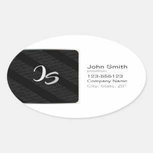 Pegatina Ovalada Regalo elegante con Monograma de plata personaliza