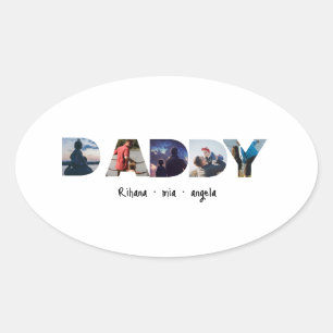 Pegatina Ovalada Regalo personalizado del día del padre con foto