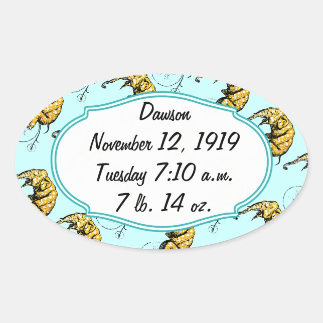 Pegatina Ovalada Regalos para elefantes en circo (Anverso)