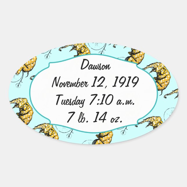 Pegatina Ovalada Regalos para elefantes en circo (Anverso)