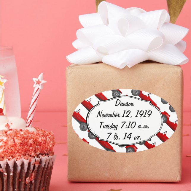 Pegatina Ovalada Regalos personalizados clásicos de Baby Boy (Fiesta)