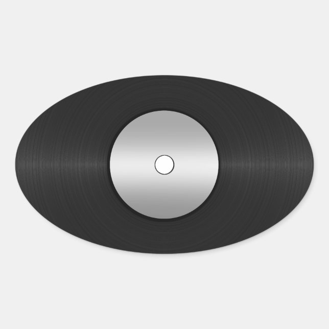 Pegatina Ovalada Registro de Vinyl-Look LP (Anverso)