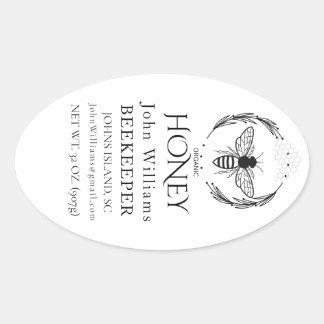 Pegatina Ovalada Reina de abeja de miel orgánica 