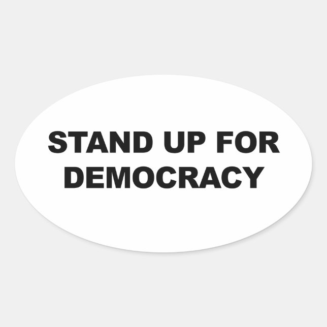 Pegatina Ovalada Represente para arriba democracia (Anverso)