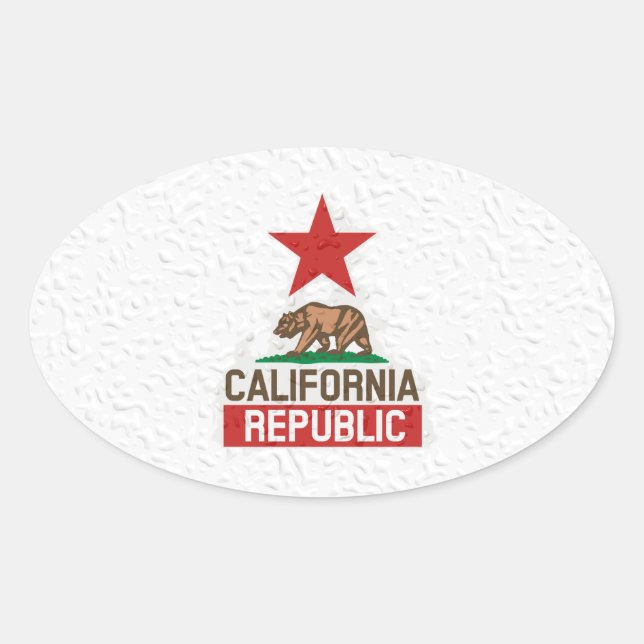 Pegatina Ovalada República de Wet California (Anverso)