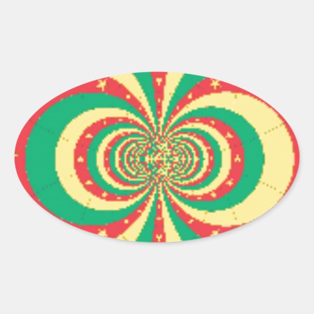 Pegatina Ovalada République du Cameroun, estrella de cinco puntas (Anverso)