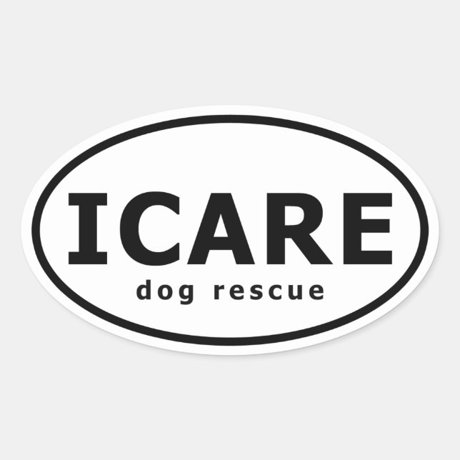 Pegatina Ovalada Rescate de perros de ICARE (Anverso)